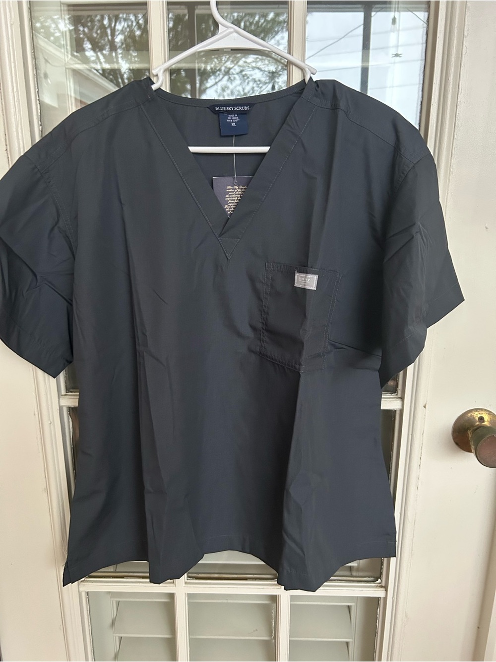 Blue Sky Women’s V-Neck Scrub Top - Dark Gray